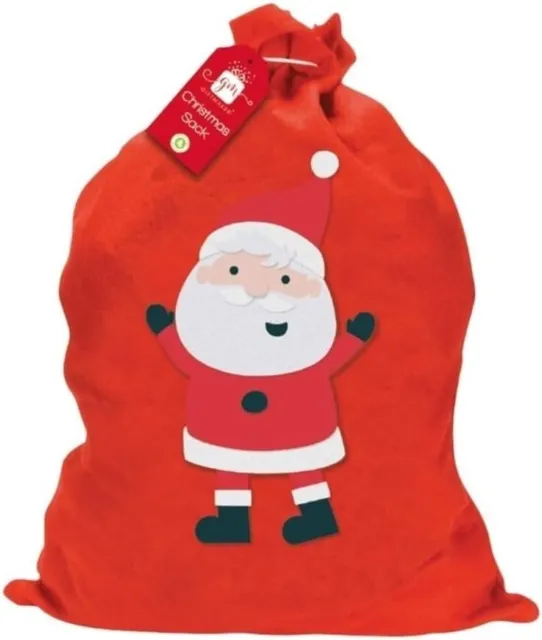 Large Christmas Santa Sack Red Felt Drawstring Xmas Present Gift bag  60 x 48 cm