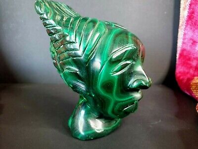 Old Malachite Carved Tribal Woman Bust  …beautiful collection and display piece
