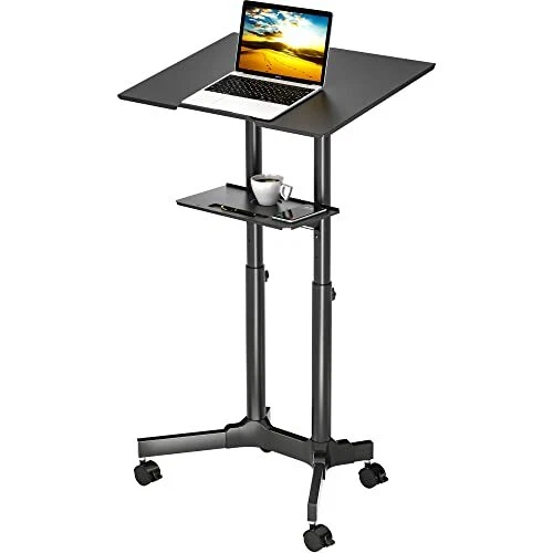 BONTEC Lecterns & Podiums Portable Mobile Standing Laptop Desk Sit Stand Desk...