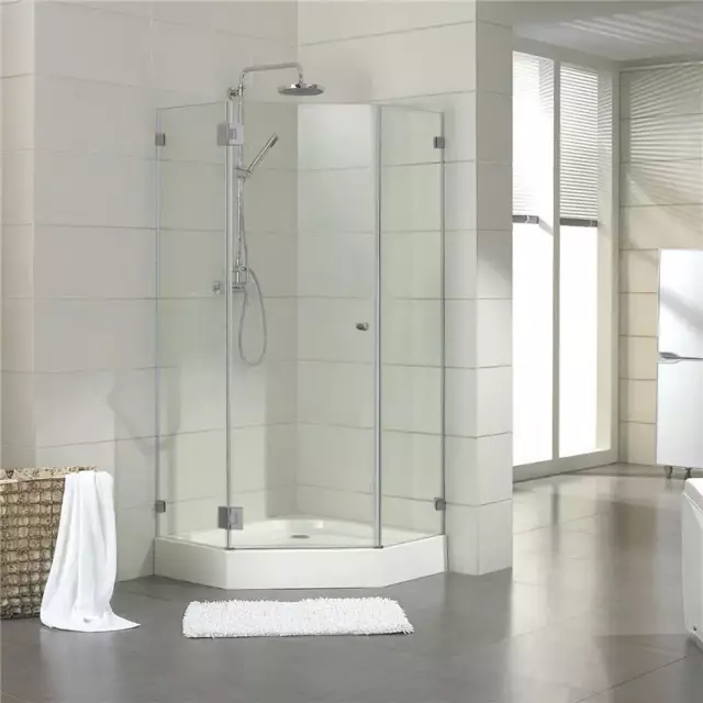 800-1150mm Diamond Hinge Door Gunmetal Grey Frameless Shower Screen