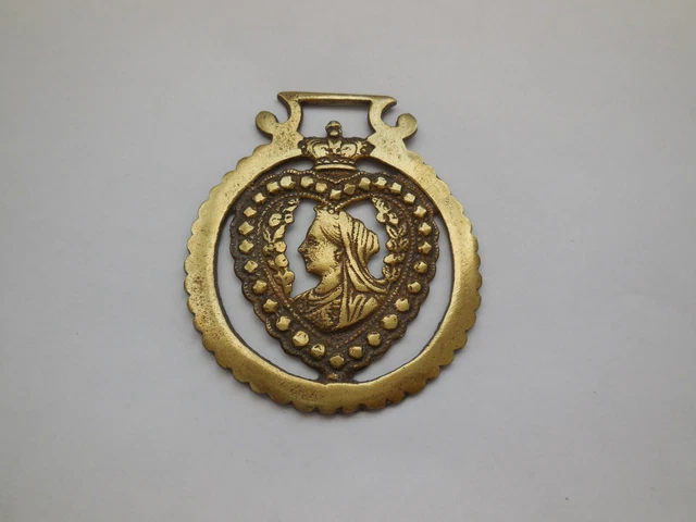 Vintage Horse Brass Medallion Queen Victoria
