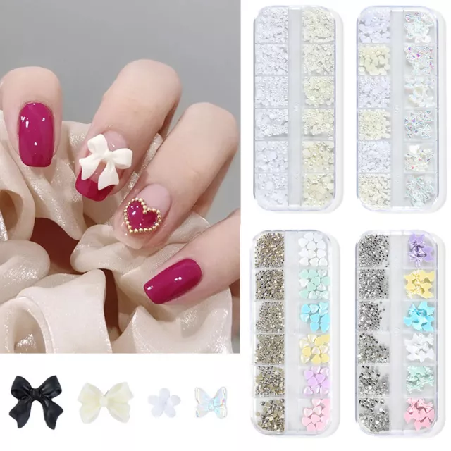 12 Grilles Aurora Bowtie Strass Pour 3D Nail Art Glitter Tips Décoration Ḵ R