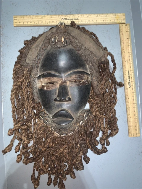 Dan Mask with Cowries and Rope Beard African mask great size OFFERS #28