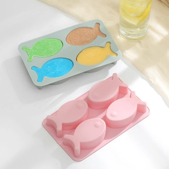 4 griglie vassoio cubetto di ghiaccio a forma di pesce fatto a mano sapone torta riso