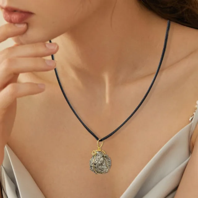 Natural Crystal Pyrite Raw Stone Necklace Healing Gemstone Pendant Spiritual 2