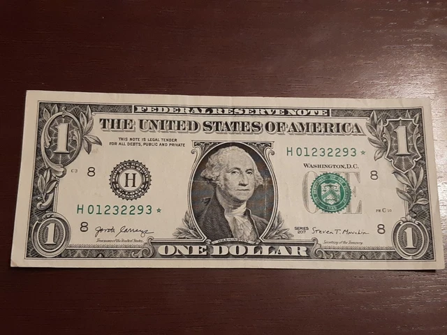 $1 One Dollar bill 2017 Star Note Collectible