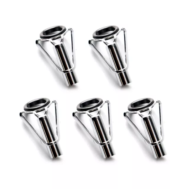 Silver+Black For Fishing Rod Repair Kit 5pcs Stainless Steel+Ceramic Guides