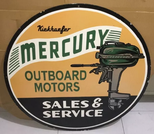 Mercury SS : Advertising Porcelain Enamel Metal Sign 30 Inches Round SS