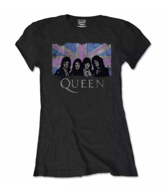 Camiseta Queen Union Jack Rosa mujer Oficial Manga Corta lady Tshirt QUTSP12LB_p