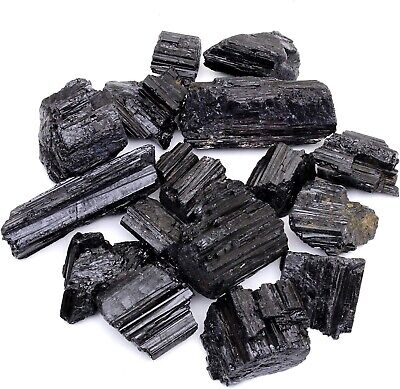 Black Tourmaline Crystals Bulk 1 LB Small Pieces+free Selenite stick USA