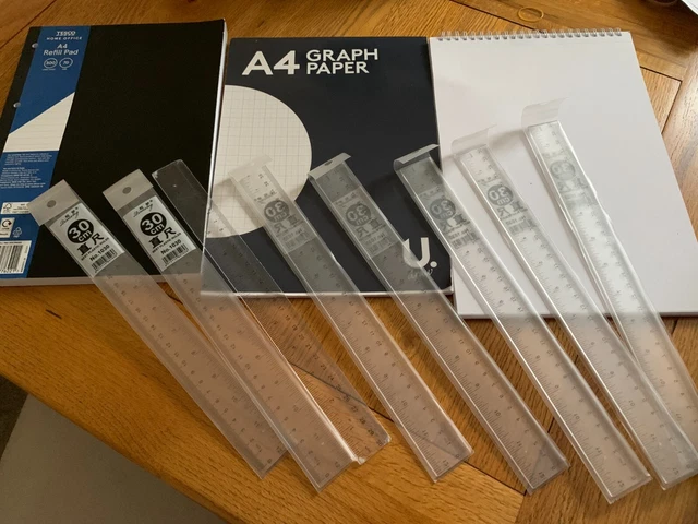 New 30cm Rulers, New A4 Lined Refill Pad, Partially used Graph Pad & Sketch Pad