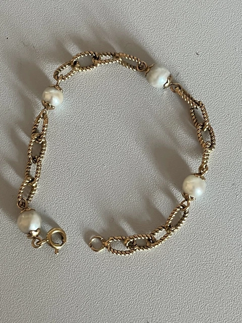 3949– Bracelet Or Jaune Perles
