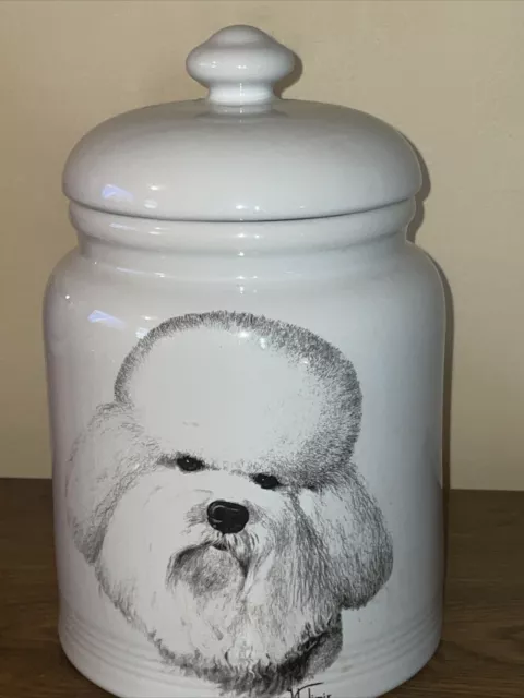 Large Ceramic Poodle Dog Treat Jar 10”