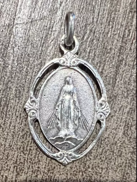 Medaille religieuse ancienne " Sainte Vierge " - argent massif