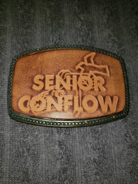 VINTAGE 1970s **SENIOR CONFLOW** COMPANY ADVERTISEMENT BELT BUCKLE