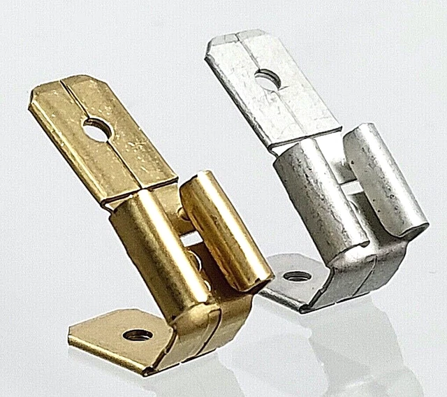 50x 6,35 Kabelschuhe Flachstecker Crimp Abzweig Verteiler Messing Kfz Lkw Hobby