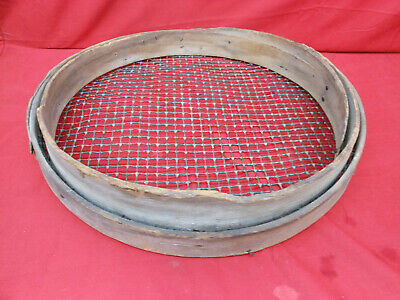 Old Farm Primitive Antique 18" Grain Sieve Early Bentwood Wire Screen Sifter