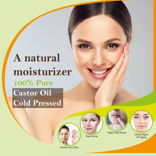 100% Pure Organic Castor Oil for Eyelashes Eyebrows Hair Growth Cold Pressed 3