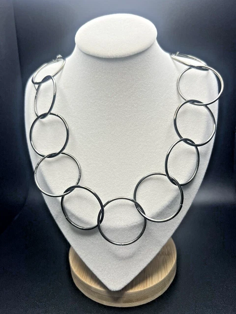 Interlocking Circle Necklace Bronze tone color 26"