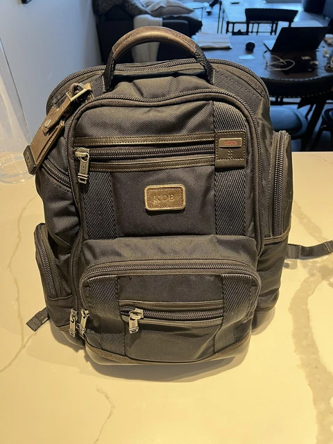TUMI Alpha Bravo Black Brown Nylon Leather Backpack 222382HK2