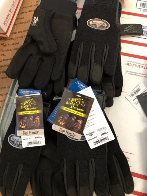 Black Stallion Size S Mechanics Gloves, Black, 99PLUS-BLK
