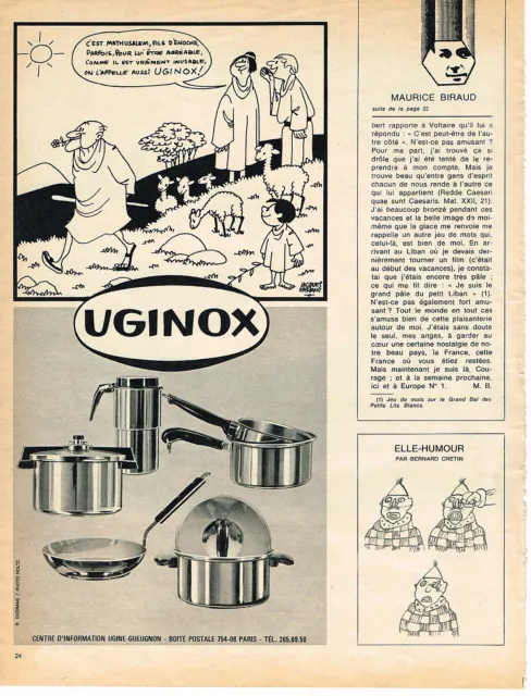 PUBLICITE ADVERTISING  1966   UGINOX batterie de cuisine par JACQUES FAIZANT