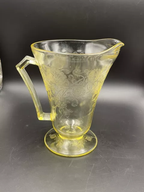 Vintage FLORENTINE POPPY #2 Yellow HAZEL ATLAS Depression Glass Pitcher 3