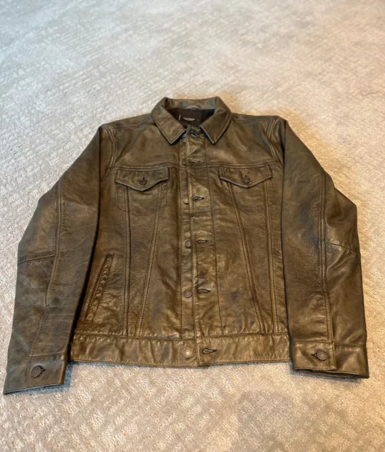 LUCKY BRAND BLACK Label Mens Large Lamb Leather Cotton Nylon Jacket $20.00  - PicClick