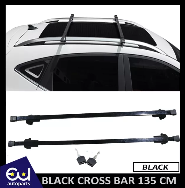 For Hyundai I20 Active 15> Cross Bar Roof Rail Rack Black Adjustable Lockable