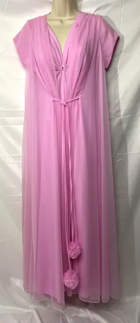 Vintage Claire Sandra by Lucie Ann Beverly Hills Pink Peignoir Nightgown & Robe