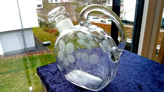 Glas  Karaffe - VINTAGE - originell und dekorativ - Ätzdekor