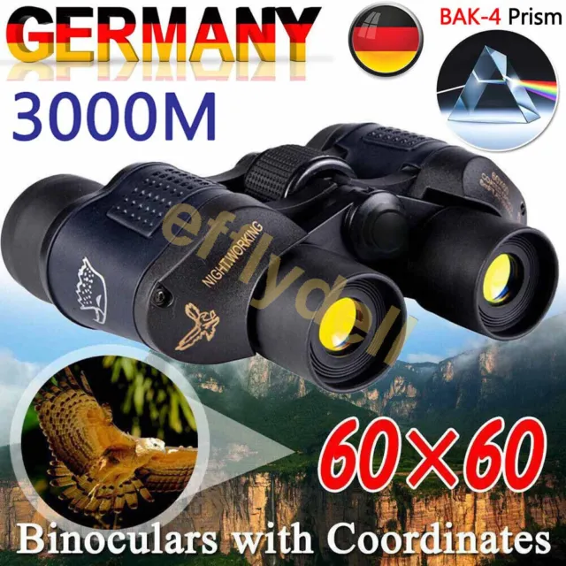 60x60 Fernglas Feldstecher 3000M Tag & Nachtsicht Fernrohr Binoculars Ferngläser