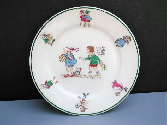 Vintage Warwick China 1937 & 1938 Childs Nursery Rhyme 3 pc Set Plate Bowl Cup 2