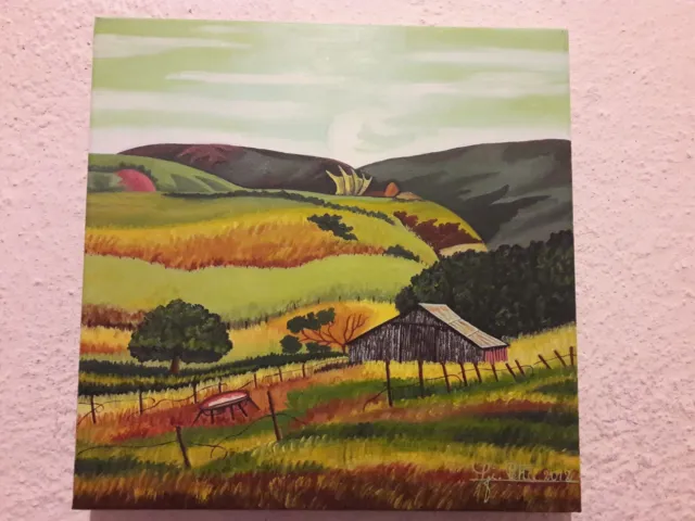 Quadro  Paesaggio Di Campagna   Dipinto A Mano Olio Su Tela