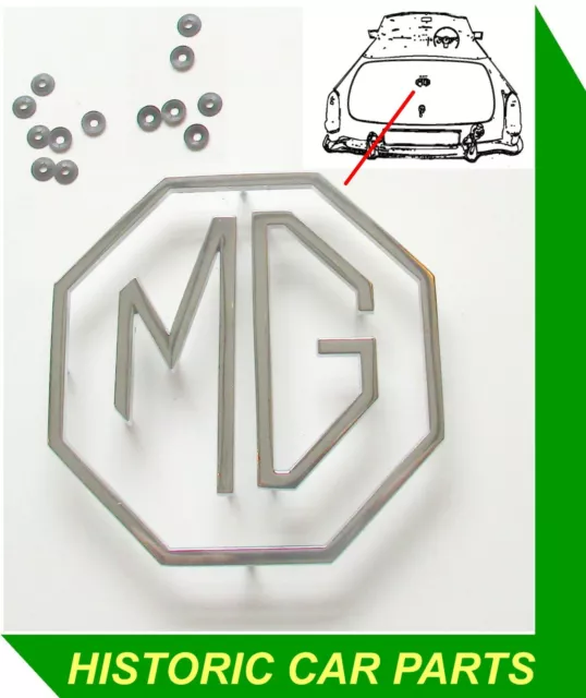 MGB Roadster To (c) GHN4 187210 1962-69 - MG OCTAGON BOOT LID BADGE & RETAINERS