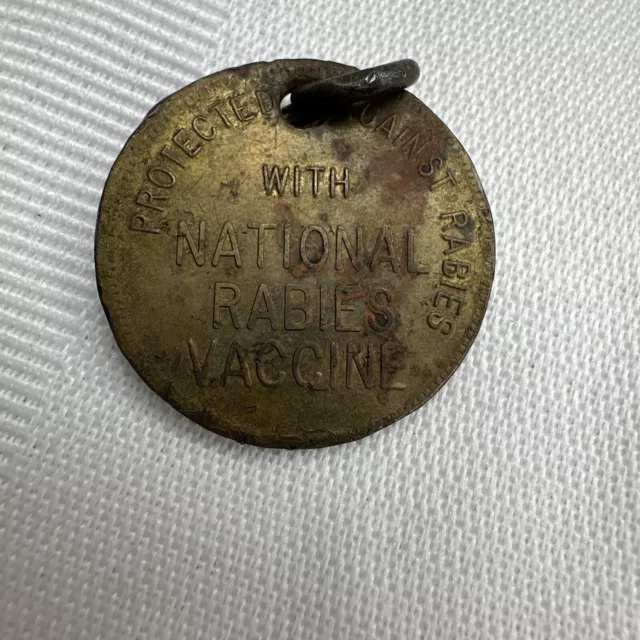 VINTAGE National Rabies Vaccine 1940 RABIES VACCINATED #54993 DOG TAG