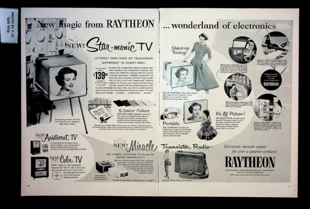 1955 Raytheon Mfg Co. Star-Monic TV Miracle Electronics Vintage Print Ad 33596
