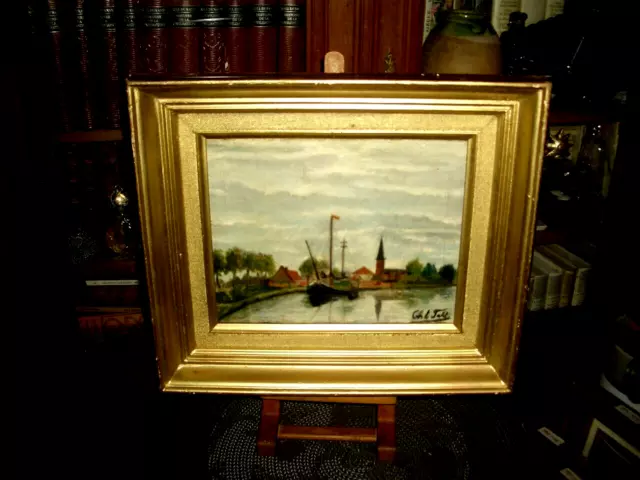 Superbe Tableau Ancien  - " Port Du Nord"-  Ch L Falt