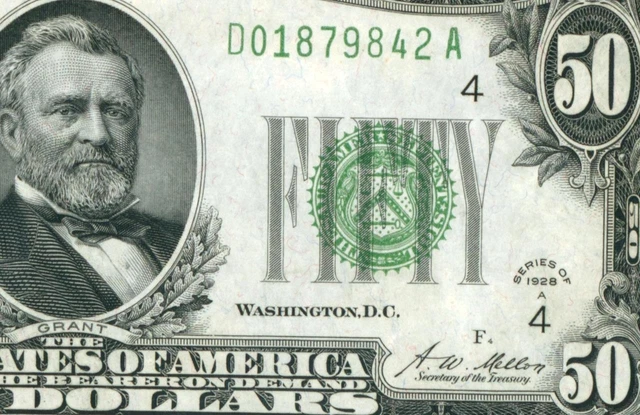 $50 1928 A ((Choice Au)) (( Dark Green Seal )) ** Daily Currency Auction
