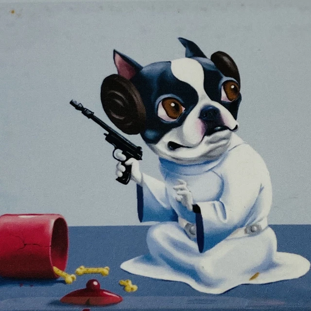 Magnet Boston Terrier Boba terrier Starwars princess 3"X2" Brian Rubenacker art