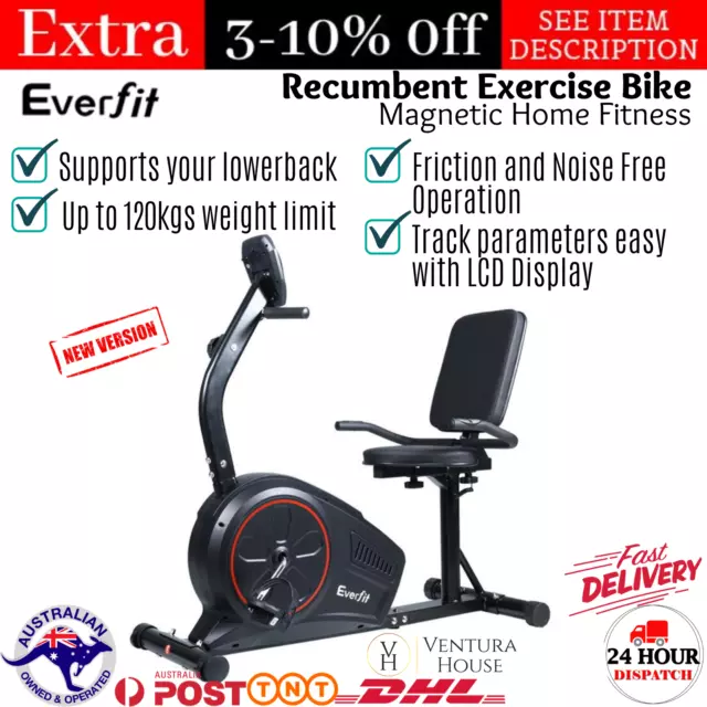 Everfit Magnetic Recumbent Exercise Bike Fitness Sturdy Home Gym Equipment Black