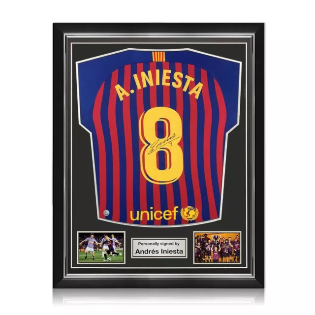Andres Iniesta Signed Barcelona 2018-19 Football Shirt. Superior Frame