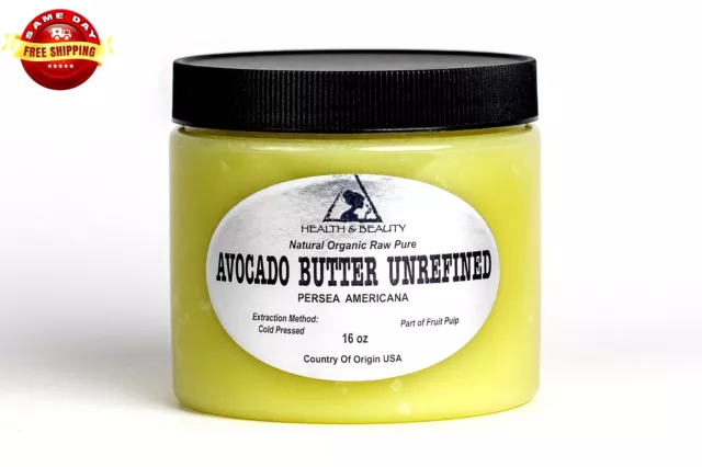 Avocado Butter Unrefined Organic Extra Virgin Cold Pressed Pure Raw 16 Oz