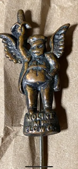 Vintage Moline MP Plow Co Flying Dutch Man Winged Stick Pin Advertising