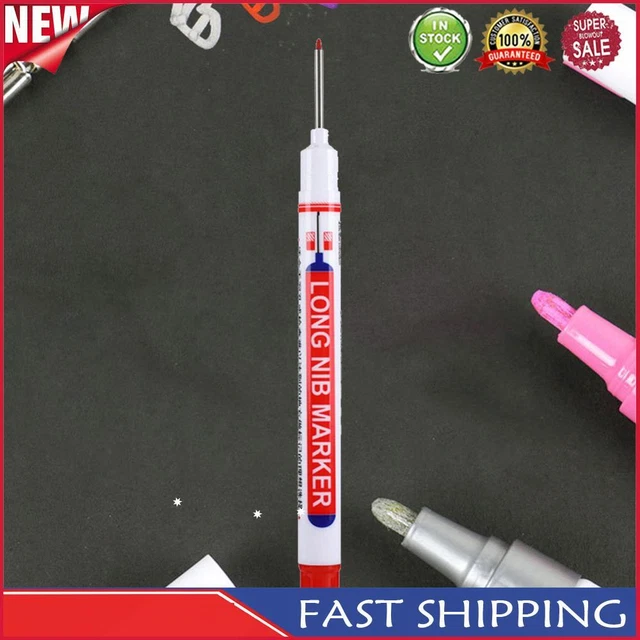 5Pcs Long Head Marker Woodworking Multi-purpose Deep Hole Marker Pen (Green)