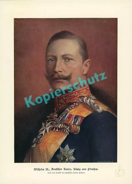 ██ HANNS FECHNER ║  Bildnis Kaiser Wilhelm II. ║ Farbdruck