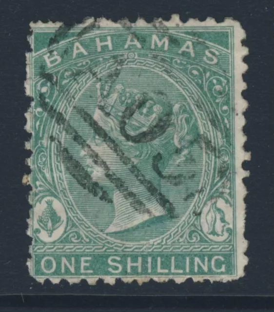 BAHAMAS Queen Victoria 1865 One Shilling Green Wmk Crown CC Perf.12½  SG 38 VFU