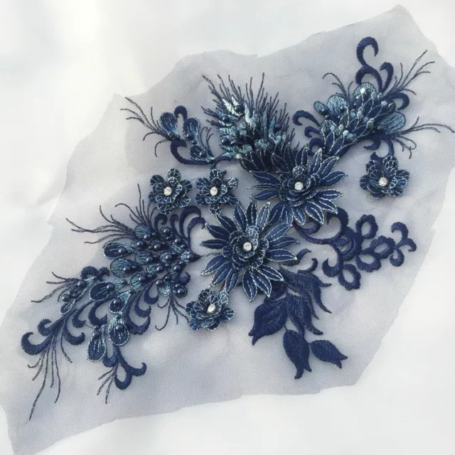 3D broderie applique dentelle perlé tissu floral robe de mariée Patch décore