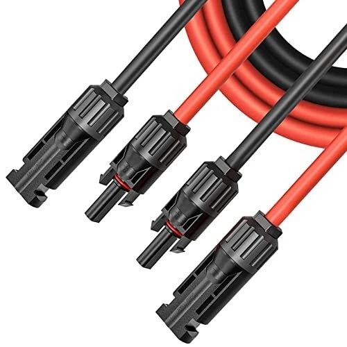 Câble Extension Solaire 2,5 Mm - Fils Rouge Et Noir Avec Connecteurs Mâle/Femelle - Pour Panneau Solaire, Contrôleur - IP67, 30A, 1000V DC