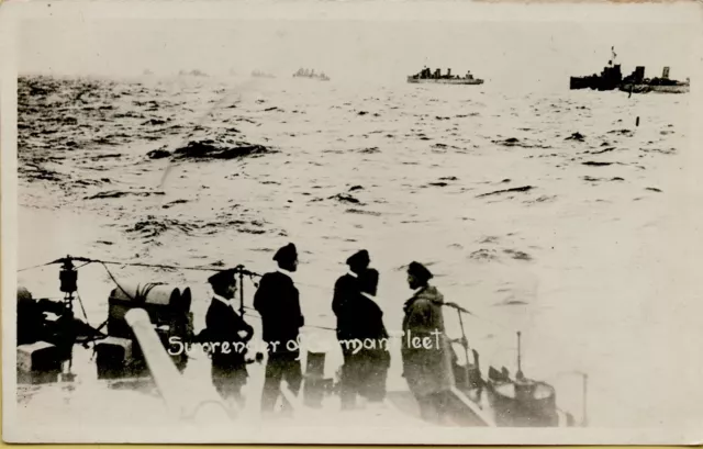 Surrender of the German Fleet Ships Boats RPPC Real Photo Postcard C15